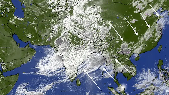 Bumper monsoon: 10,000-km-long rain cloud seen from India to South Korea